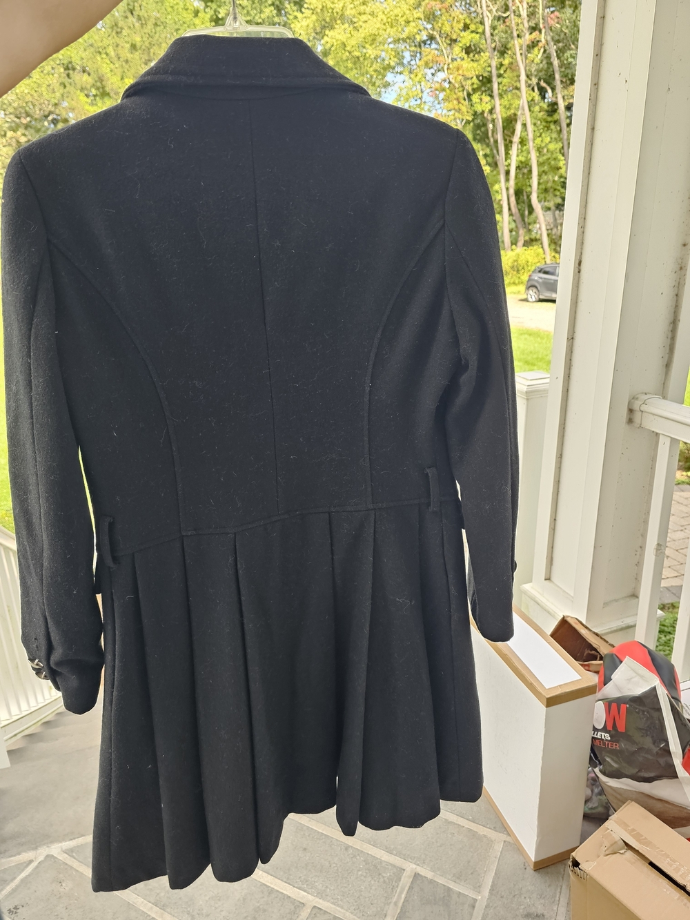 Bebe Black Pleated-Back Pea Coat